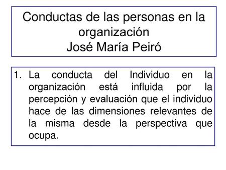 Conductas de las personas en la organización José María Peiró