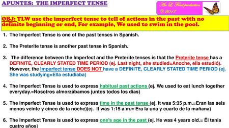 APUNTES: THE IMPERFECT TENSE