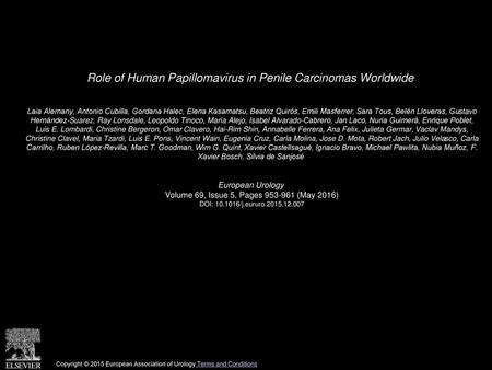 Role of Human Papillomavirus in Penile Carcinomas Worldwide