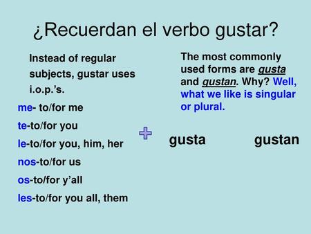 ¿Recuerdan el verbo gustar?