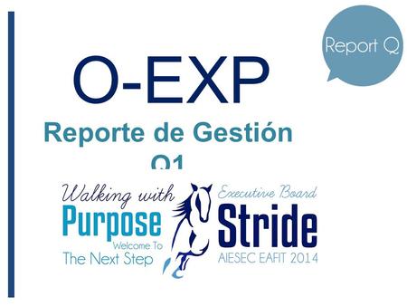 O-EXP Reporte de Gestión Q1. O-EXP EXECUTED ACTIVITIES • Ejecución de diversos MRB semanal y quincenal. • Ejecución de MRB virtuales. • Ejecución de entrevistas.