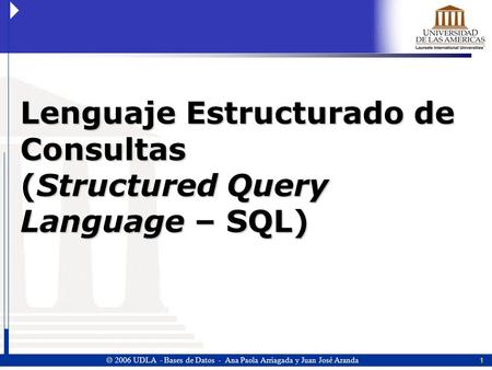 Lenguaje Estructurado de Consultas (Structured Query Language – SQL)