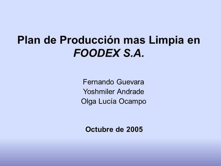 Plan de Producción mas Limpia en FOODEX S.A.