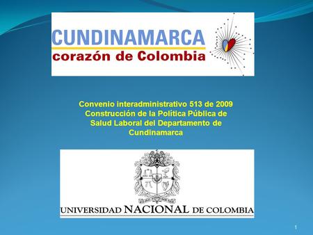 Convenio interadministrativo 513 de 2009 Construcción de la Política Pública de Salud Laboral del Departamento de Cundinamarca.