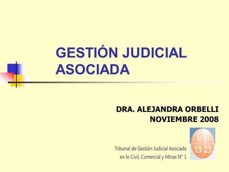 GESTIÓN JUDICIAL ASOCIADA DRA. ALEJANDRA ORBELLI NOVIEMBRE 2008.