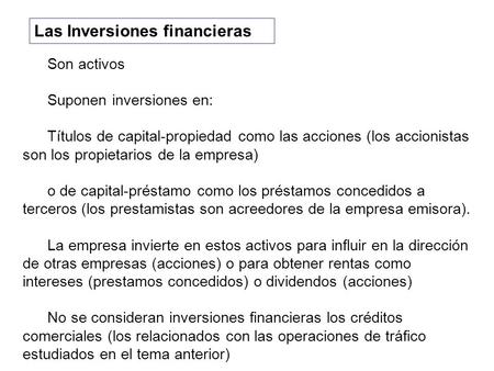 Las Inversiones financieras