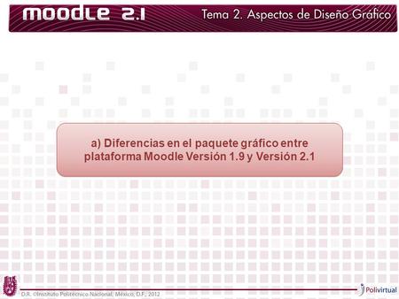 a) Diferencias en el paquete gráfico entre plataforma Moodle Versión 1