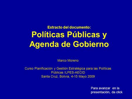 Extracto del documento: Políticas Públicas y Agenda de Gobierno
