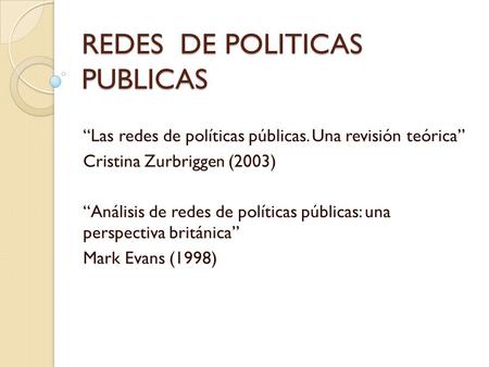 REDES DE POLITICAS PUBLICAS