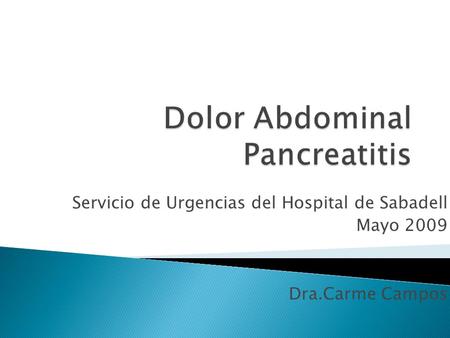 Dolor Abdominal Pancreatitis
