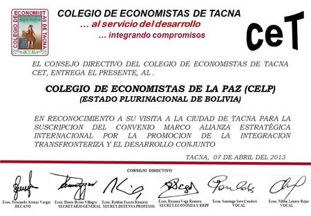 COLEGIO DE ECONOMISTAS DE TACNA