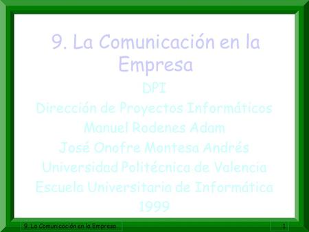 9. La Comunicación en la Empresa