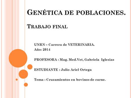 Genética de poblaciones. Trabajo final