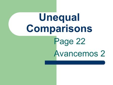 Unequal Comparisons Page 22 Avancemos 2 Unequal Comparisons You have learned más and menos in certain expressions.