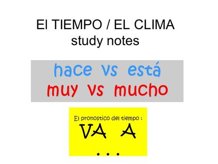 El TIEMPO / EL CLIMA study notes