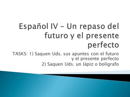 Español IV – Un repaso del futuro y el presente perfecto