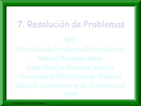 7. Resolución de Problemas