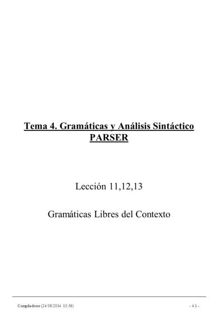 Tema 4. Gramáticas y Análisis Sintáctico PARSER