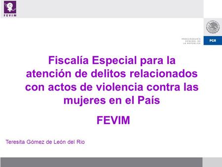 Fiscalía Especial para la atención de delitos relacionados con actos de violencia contra las mujeres en el País FEVIM Teresita Gómez de León del Rio.