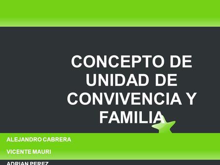 CONCEPTO DE UNIDAD DE CONVIVENCIA Y FAMILIA