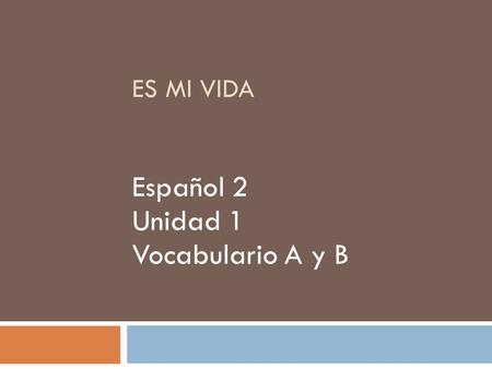 Español 2 Unidad 1 Vocabulario A y B