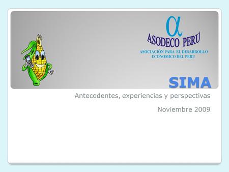 SIMA Antecedentes, experiencias y perspectivas Noviembre 2009.