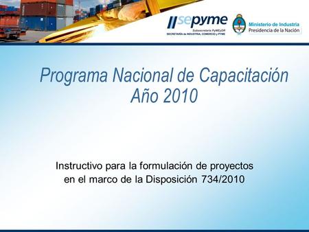 Instructivo para la formulación de proyectos en el marco de la Disposición 734/2010.