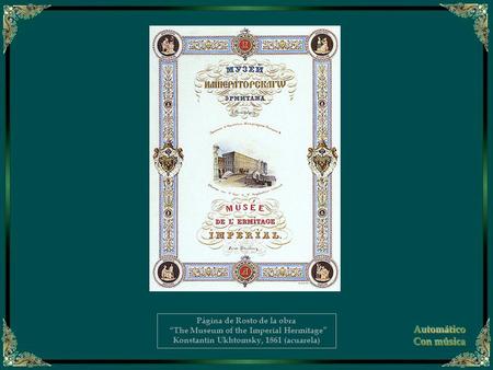 Página de Rosto de la obra “The Museum of the Imperial Hermitage” Konstantin Ukhtomsky, 1861 (acuarela)