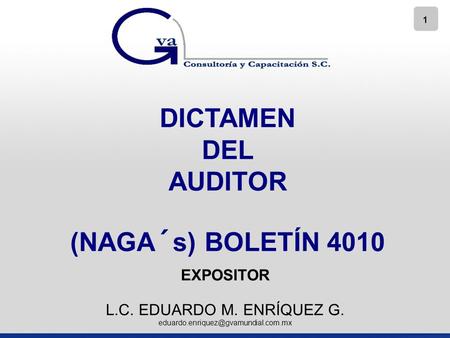DICTAMEN DEL AUDITOR (NAGA´s) BOLETÍN 4010