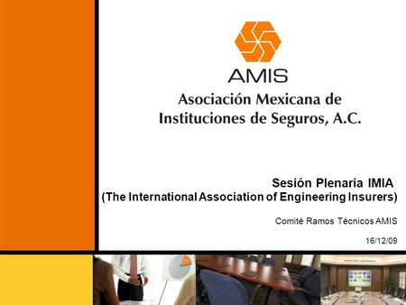 Sesión Plenaria IMIA (The International Association of Engineering Insurers) Comité Ramos Técnicos AMIS 16/12/09.