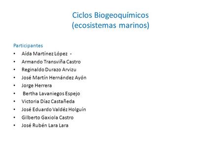 Ciclos Biogeoquímicos (ecosistemas marinos)