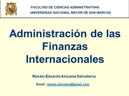 Administración de las Finanzas Internacionales