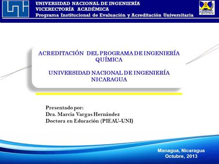 UNIVERSIDAD NACIONAL DE INGENIERÍA VICERECTORÍA ACADÉMICA Programa Institucional de Evaluación y Acreditación Universitaria ACREDITACIÓN DEL PROGRAMA DE.