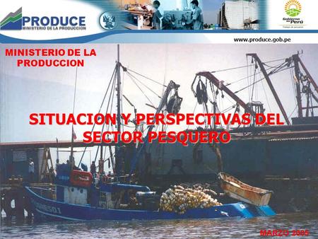 Www.produce.gob.pe SITUACION Y PERSPECTIVAS DEL SECTOR PESQUERO MINISTERIO DE LA PRODUCCION MARZO 2005.