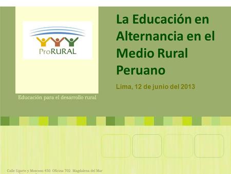 La Educación en Alternancia en el Medio Rural Peruano