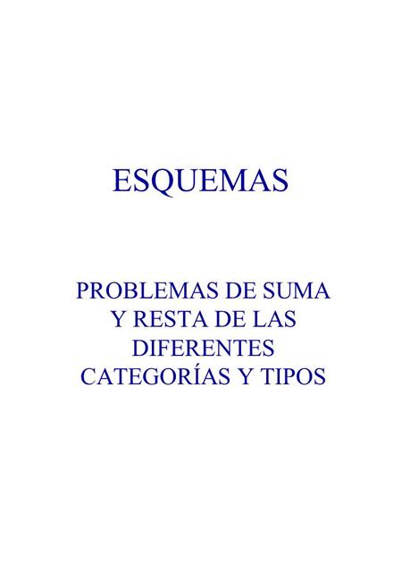 ESQUEMAS PROBLEMAS DE SUMA Y RESTA DE LAS DIFERENTES CATEGORÍAS Y TIPOS.