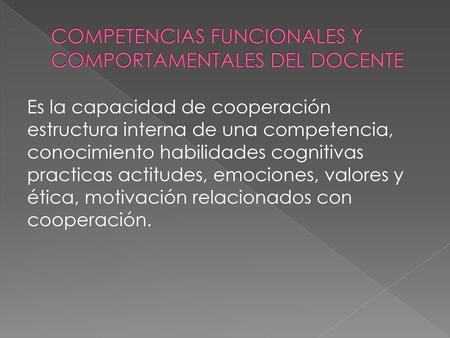 COMPETENCIAS FUNCIONALES Y COMPORTAMENTALES DEL DOCENTE