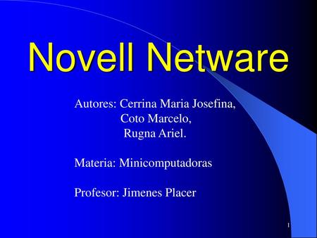Novell Netware Autores: Cerrina Maria Josefina, Coto Marcelo,