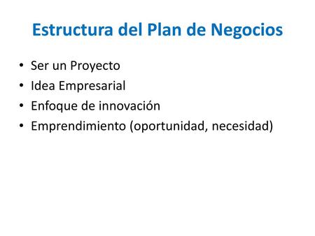 Estructura del Plan de Negocios