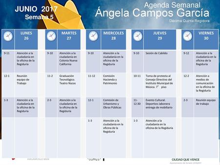 Ángela Campos García Agenda Semanal JUNIO 2017 Semana 5 Cabildo