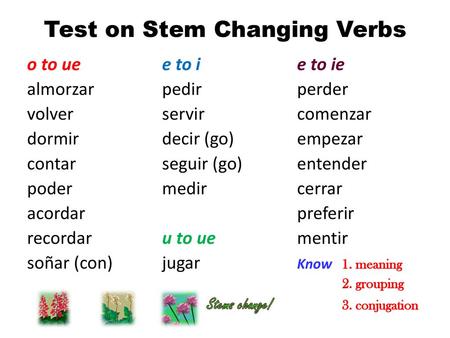 Test on Stem Changing Verbs