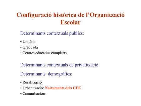 Configuració històrica de l’Organització Escolar