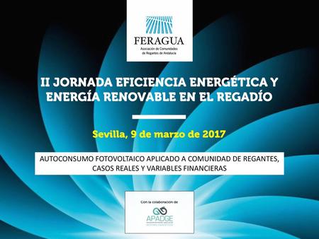 II JORNADA EFICIENCIA ENERGÉTICA Y ENERGÍA RENOVABLE EN EL REGADÍO