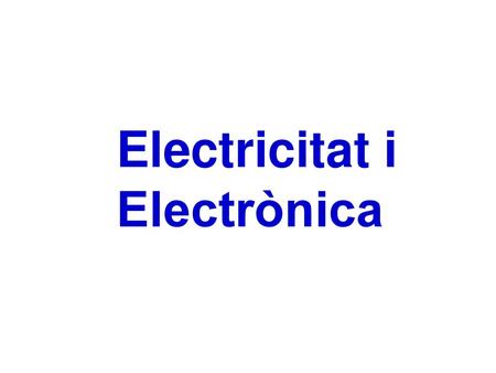 Electricitat i Electrònica