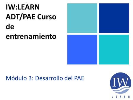 IW:LEARN ADT/PAE Curso de entrenamiento Módulo 3: Desarrollo del PAE.