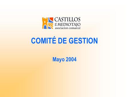 COMITÉ DE GESTION Mayo 2004. 12 de Mayo de 2004Asociación Comarcal Castillos del Medio Tajo2 Orden del día Constitución del órgano Acta de la reunión.