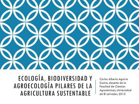 Ecología, biodiversidad y agroecología pilares de la agricultura sustentable  Carlos Alberto Aguirre Castro, docente de la Facultad de Ciencias Agronómicas,