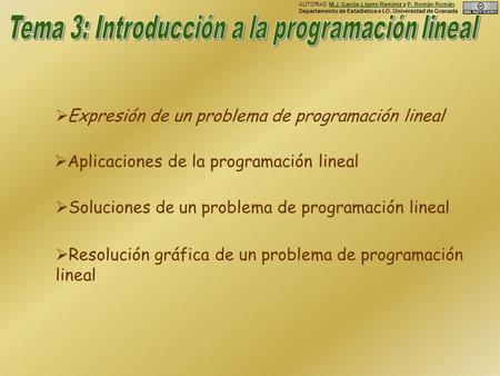 Tema 3: Introducción a la programación lineal