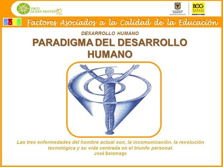 Las tres enfermedades del hombre actual son, la incomunicación, la revolución tecnológica y su vida centrada en el triunfo personal. José Saramago DESARROLLO.