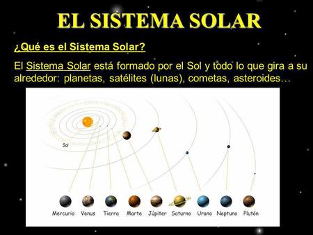 EL SISTEMA SOLAR ¿Qué es el Sistema Solar?